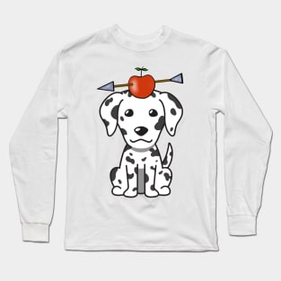 Funny dalmatian is playing william tell with an apple and arrow Long Sleeve T-Shirt